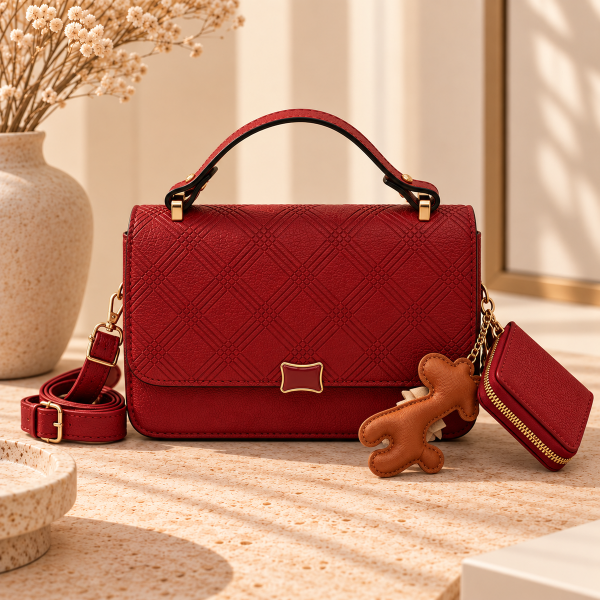Luna Bordeaux Handbag